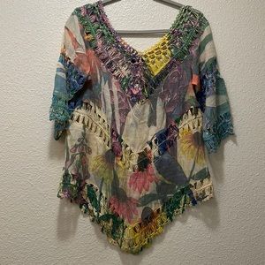 Dor Dor Couture Crochet Boho multicolor Top